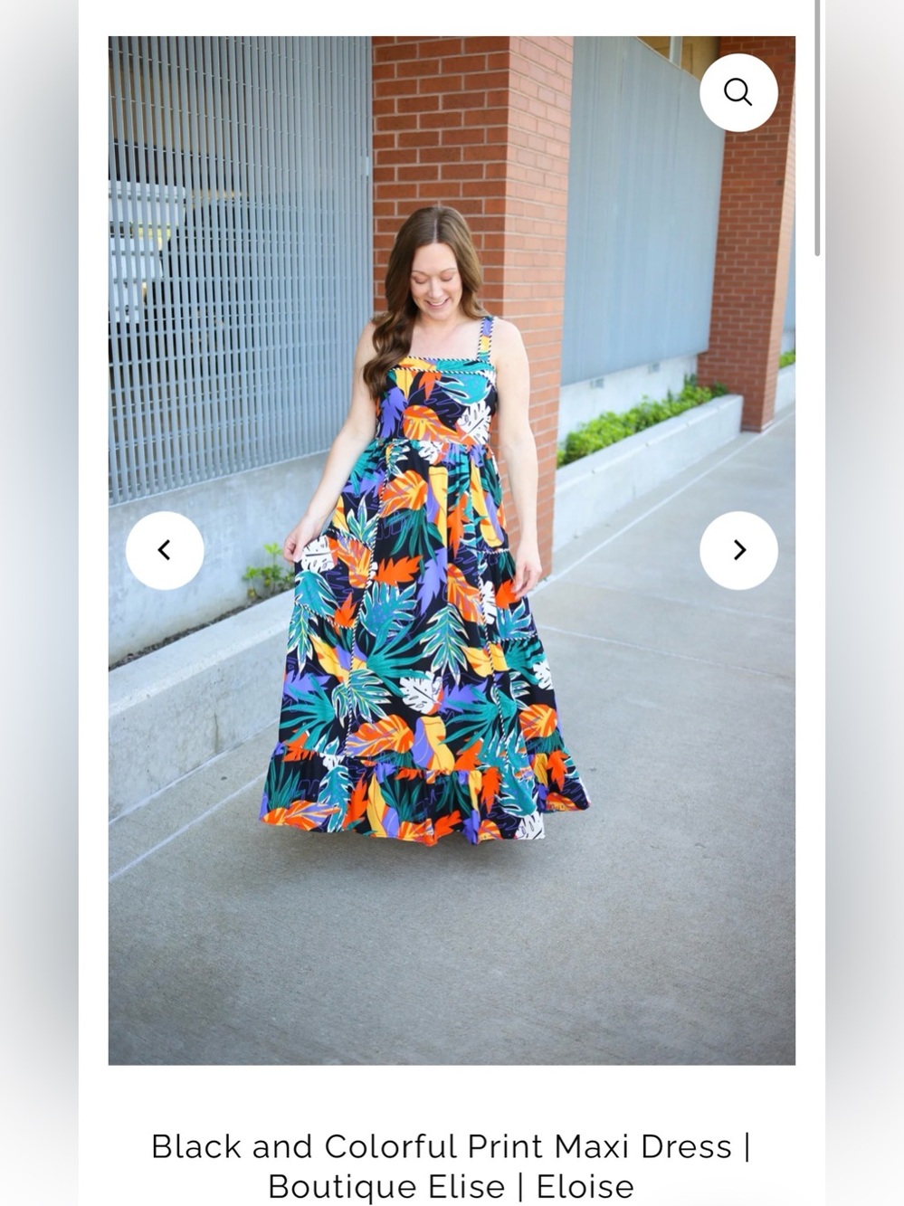 entro Tropical Leaf Print Maxi Dress in Orange, Blue, Yellow